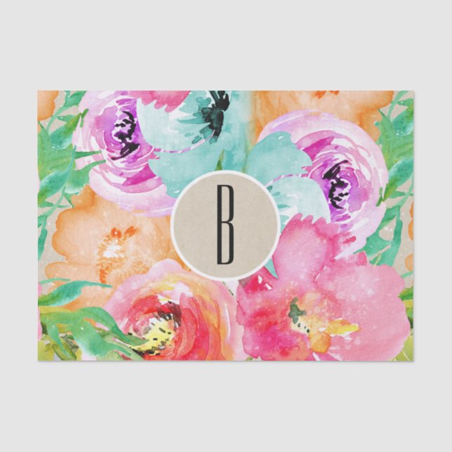 Blütenfarben Moderne rustikale botanische Kraft Seidenpapier (Vorderseite)
