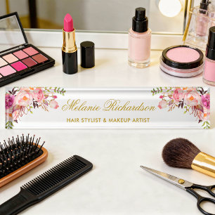 Blütenfarben Rosa Rosa Gold Namensplakette