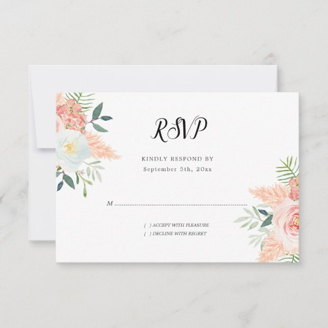 Blütenfarbene Blütenfarben-Hochzeit RSVP Karte (Vorderseite)