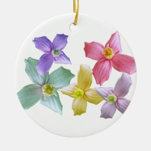 Blütenfarbene Rosa, Blau, lila, gelbe Blumen Keramikornament