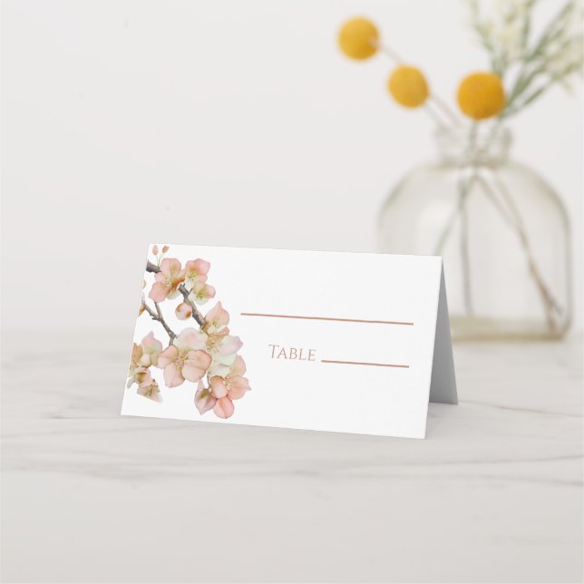 Blütenfarbene, weiche, orange-rosa Frühlingsblüten Platzkarte (Vorderseite)