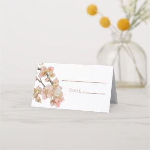 Blütenfarbene, weiche, orange-rosa Frühlingsblüten Platzkarte