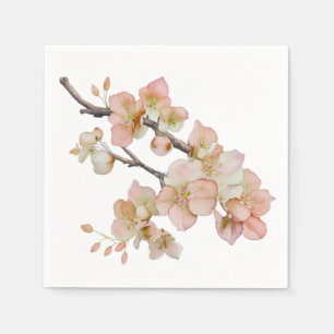 Blütenfarbene, weiche, orange-rosa Frühlingsblüten Serviette