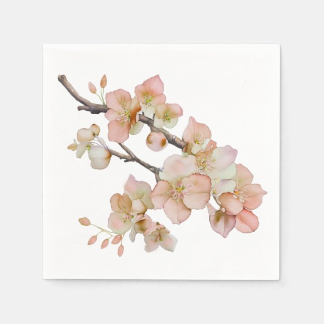 Blütenfarbene, weiche, orange-rosa Frühlingsblüten Serviette (Vorderseite)