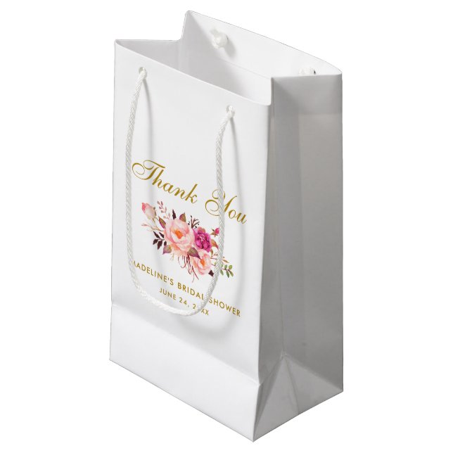 Blütenfarbenes Brautparty Rosa Blush Kleine Geschenktüte (Vorderseite Schrägansicht)
