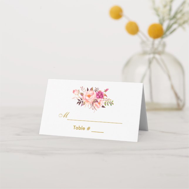 Blütenfarbenes Brautparty Rosa Blush Platzkarte (Vorderseite)