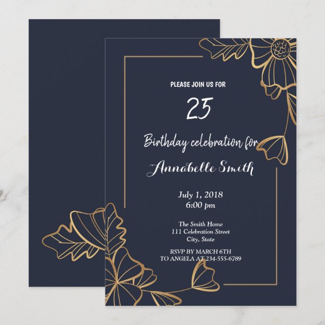 Blütengeburtstag der Marine Einladung (Vorne/Hinten)