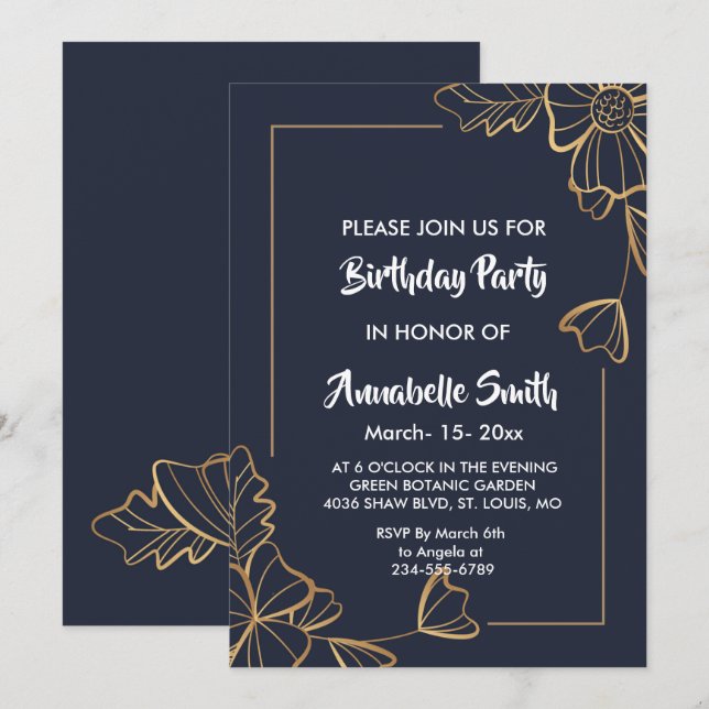 Blütengeburtstag der Marine Einladung (Vorne/Hinten)