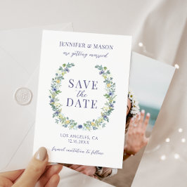 Blütengelb Save the Date Foto Einladung