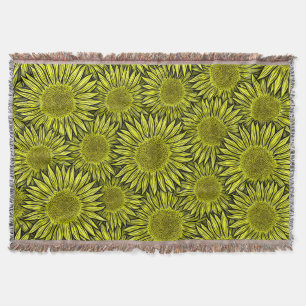 Blütengelbe Sonnenblume Hand gezogen Decke