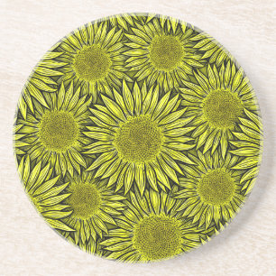 Blütengelbe Sonnenblume Hand gezogen Getränkeuntersetzer