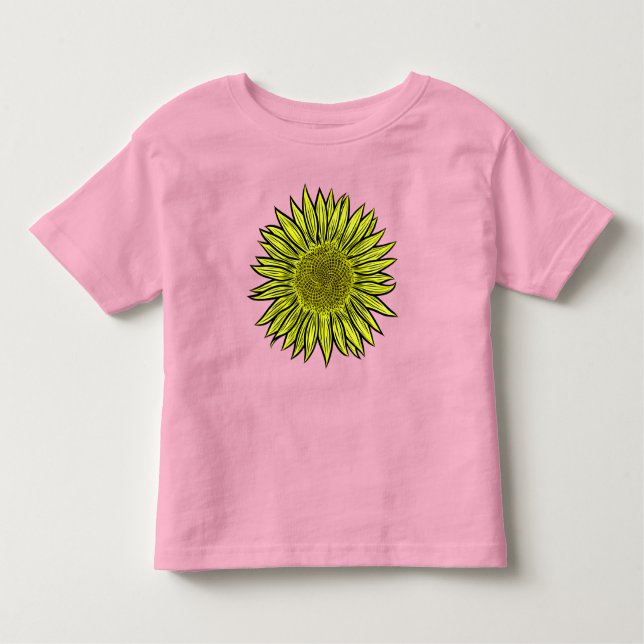 Blütengelbe Sonnenblume Hand gezogen Kleinkind T-shirt (Vorderseite)