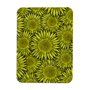 Blütengelbe Sonnenblume Hand gezogen Magnet