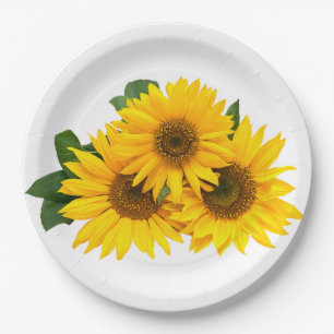 Blütengelbe Sonnenblumen - Hochzeit- / Party-Blume Pappteller