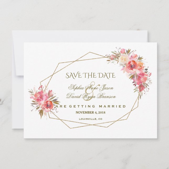 Blütengoldrahmen Save the Date (Vorderseite)