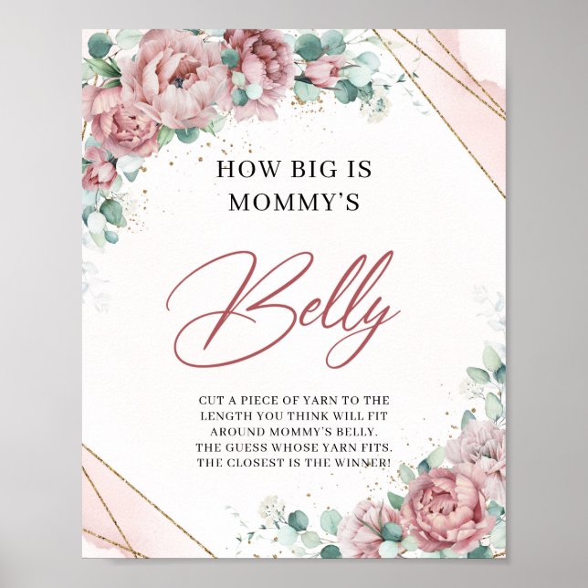 Blütengoldrahmen wie groß ist Mama's Bauch Poster (Vorne)