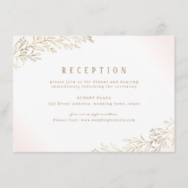 Blütengoldvergoldeter botanischer Hochzeitsempfang Begleitkarte
