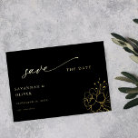 Blütengoldverkleidung Save the Date - Schwarz Folieneinladung<br><div class="desc">Real Foil Version, wählen Sie aus Gold, Silber oder Rose Gold auf Schwarz. Einfach und schick ist dies Save the Date mit Real Foil Gold Lined handgezeichnete Blumen atemberaubend. Sie brauchen sich keine Sorgen um die passenden Farben zu machen. Save the Date geht es um jedes Thema oder jede Farbpalette....</div>