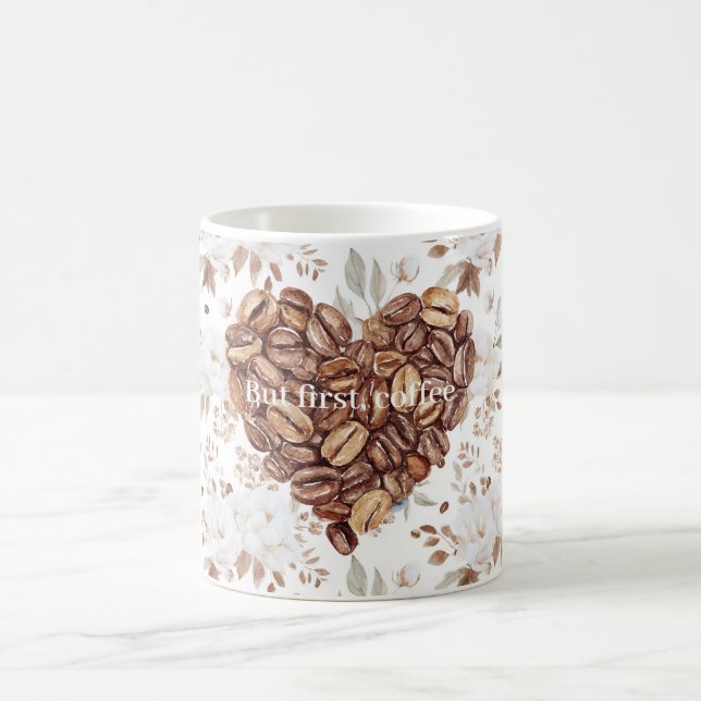 Blütenherz aus Kaffeebohnen Kaffeetasse (Mittel)