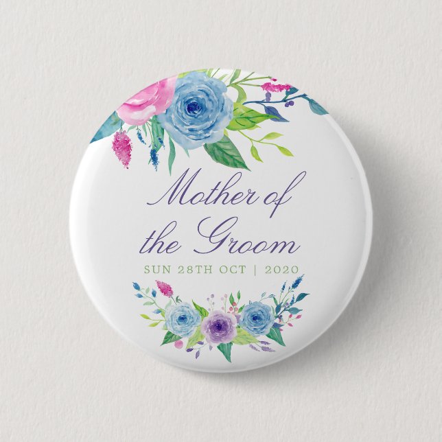 Blütenhochzeit im Wasser Mutter des Bräutigams Button (Vorderseite)