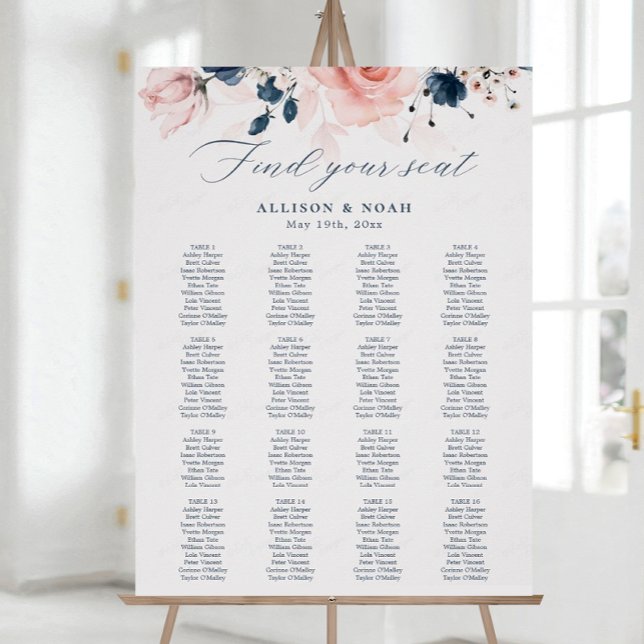 Blütenhochzeit in Navy und Blush Pink Poster (Von Creator hochgeladen)
