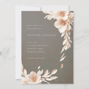 Blütenhochzeit und Taupe 3d Einladung
