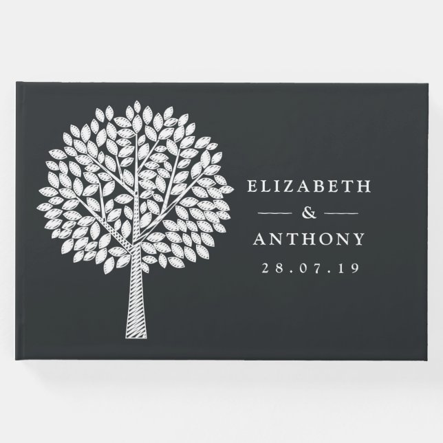 Blütenhochzeit von Chalkboard-Bäumen Gästebuch (Vorderseite)