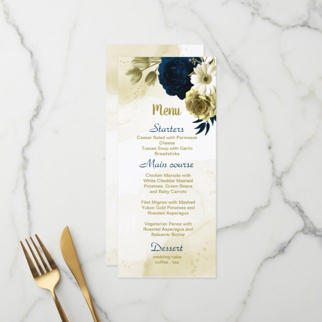Blütenhochzeit von Marinebieddin Menükarte (Vorderseite/Rückseite Beispiel)