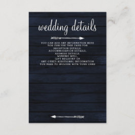 Blütenholz aus Navy Blush rustikale Hochzeit Begleitkarte