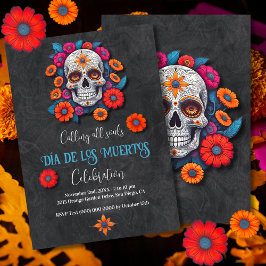Blütenkalavera Dia de los Muertos Einladung