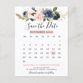Blütenkalender für Navy Save the Date Ankündigungspostkarte