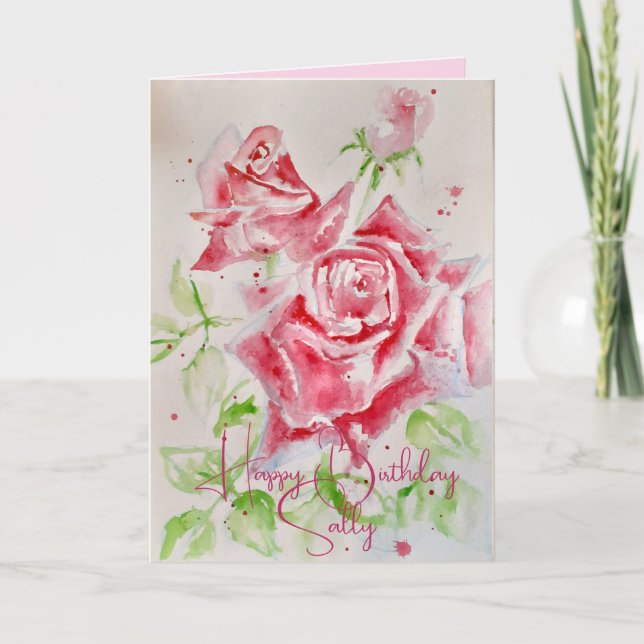 Blütenkarte der Rosa Blume, benutzerdefinierbar Karte (Vorderseite)