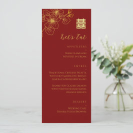 Blütenkirschblüte Chinesische Hochzeit rot Menükarte