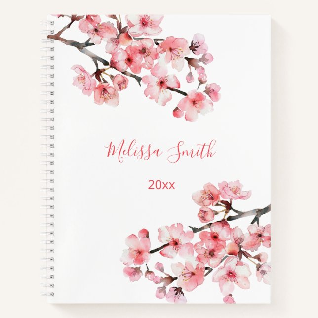Blütenkirsche Blüten Rosa Name weiß Notizbuch (Vorderseite)