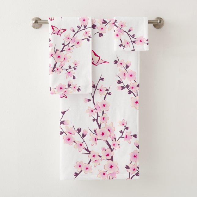 Blütenkirsche Blüten Rosa Weiß Badhandtuch Set (Insitu)