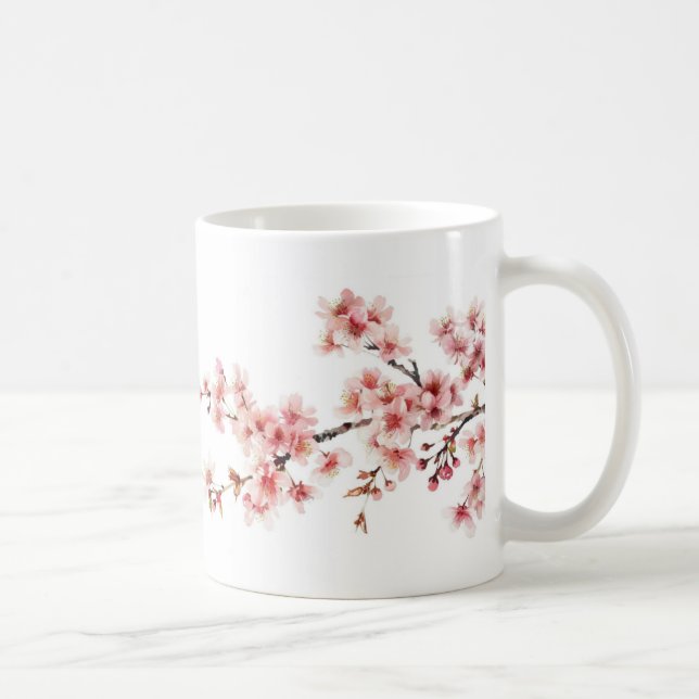 Blütenkirsche Blüten Rosa Weiß Kaffeetasse (Rechts)