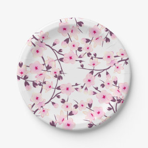 Blütenkirsche Blüten Rosa Weiß Pappteller