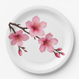 Blütenkirsche Blüten Rosa Weiß Pappteller