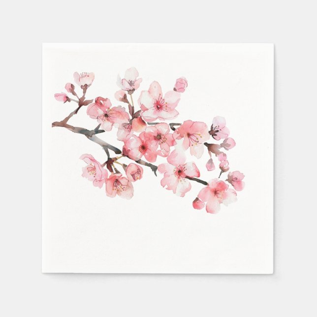 Blütenkirsche Blüten Rosa Weiß Serviette (Vorderseite)