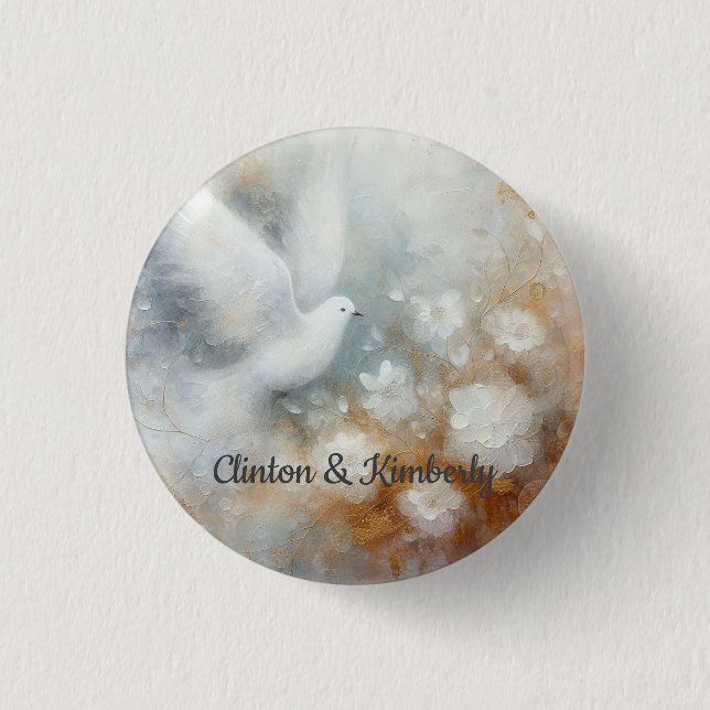 Blütenknopf Hochzeitsklopfen - Anpassbar Button (Vorderseite)