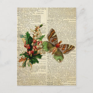 Blütenkunst der Schmetterlinge auf der Vintagen Wö Postkarte