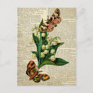 Blütenkunst der Schmetterlinge auf der Vintagen Wö Postkarte