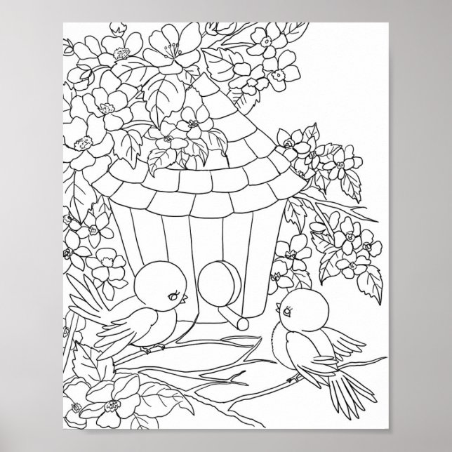 Blütenkunst des Bird Birdhouse Poster (Vorne)