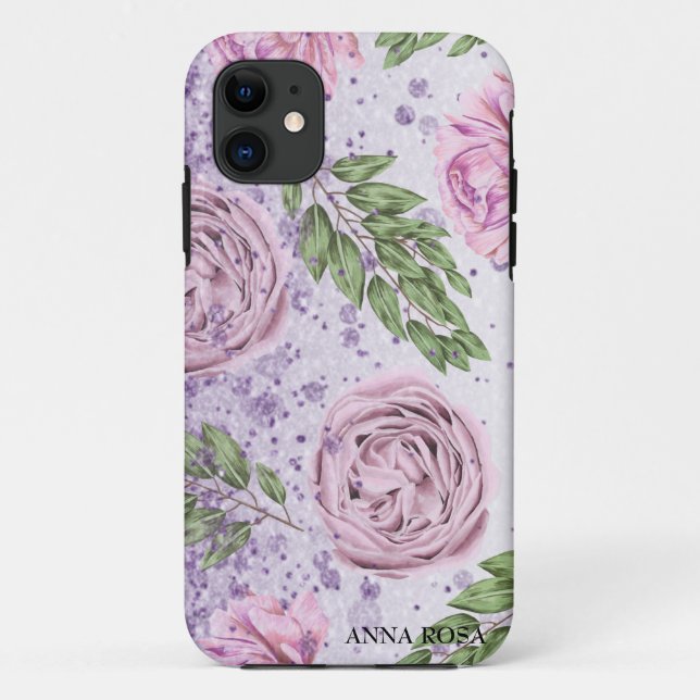 *~* Blütenleber Lavendel PEONDER Lila Glitzer Case-Mate iPhone Hülle (Rückseite)