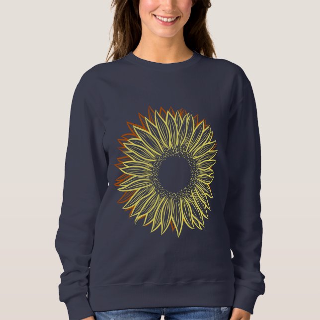 Blütenleuchte Rustikale Sonnenblumenleuchte Handge Sweatshirt (Vorderseite)