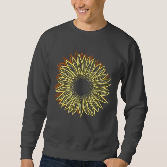 Blütenleuchte Rustikale Sonnenblumenleuchte Handge Sweatshirt (Vorderseite)