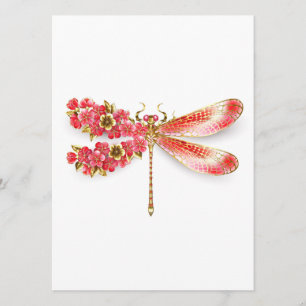 Blütenlibelle mit Schmuck Sakura Menükarte