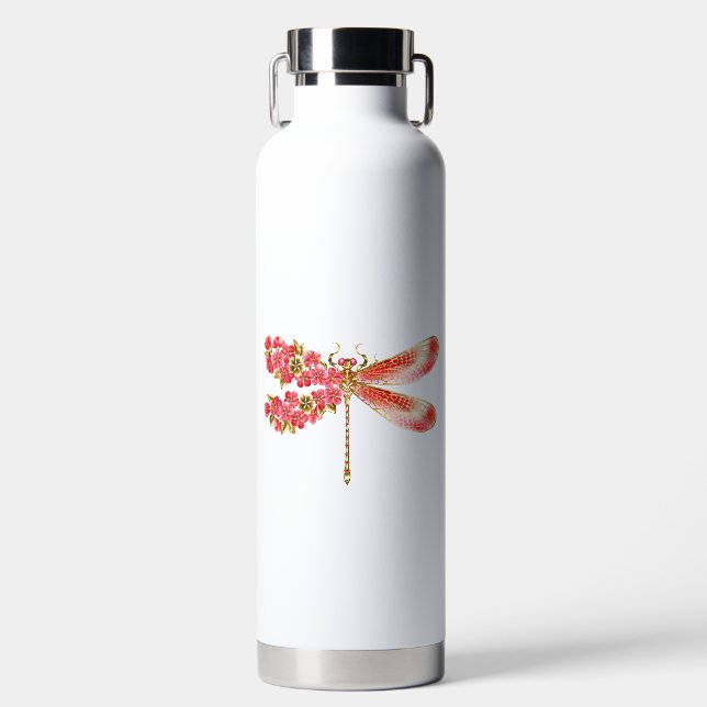 Blütenlibelle mit Schmuck Sakura Trinkflasche (Vorderseite)