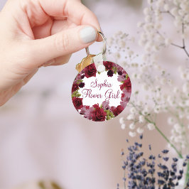 Blütenmädchen Burgund Gastgeschenk Hochzeit Schlüs Schlüsselanhänger