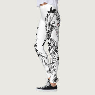 Blütenmädchen mit roten Lippen Leggings